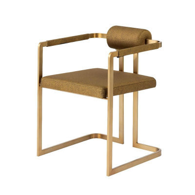 modernform เก้าอี้ รุ่น DANIS ขาทองเหลืองปัดเงา หุ้มผ้าสีนํ้าตาล