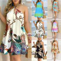 Wish the new summer dew shoulder neck hung with loose womens dress