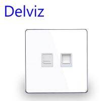 Delviz เต้ารับ Rj45แผงผนังช่องเสียบ Rj11โทรศัพท์สาย2ช่องหน้าจอโทรศัพท์คริสตัลสีขาว/ดำโทรศัพท์และเต้ารับคอมพิวเตอร์ของ Cat5