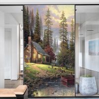 Window Film Privacy Frosted Glass Sticker Heat Insulation and Sunscreen Lanscape Decoration Adhesive sticker for Home