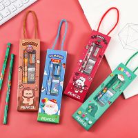 5-Piece Set Wooden Mini Pencils Suit Childrens Drawing School Student Writing Stationery Pencil Sharpener Eraser 15CM Scale