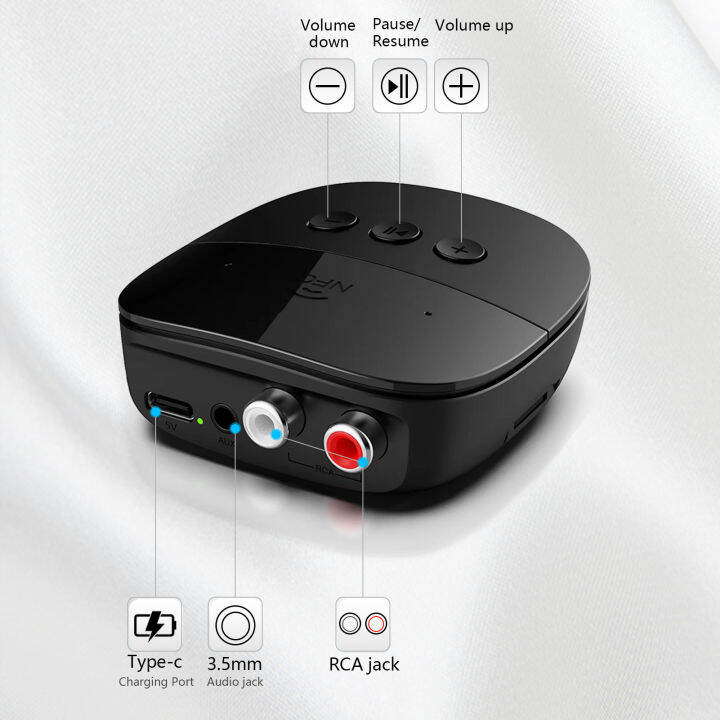 nfc-bluetooth-receiver-bt-5-2-u-disk-tf-card-rca-3-5มม-aux-jack-สเตอริโอเพลงอะแดปเตอร์เสียงไร้สายแฮนด์ฟรีไมโครโฟนสำหรับรถยนต์