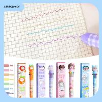 SARAHBOWSH 1PC หลายสี ปากกาลูกลื่นสิบสี เครื่องเขียนของโรงเรียน การ์ตูนลายการ์ตูน ปากกาที่เป็นกลาง ของใหม่ ปากกาบัญชีมือ สำหรับนักเรียน