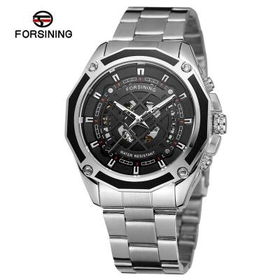 ForXining นาฬิกานาฬิกาสำหรับผู้ชายกลไกอัตโนมัติ,นาฬิกาแฟชั่นหรูลำลองกลวงปฏิทินสเตนเลสนาฬิกากันน้ำนาฬิกาข้อมือมีชื่อเสียง