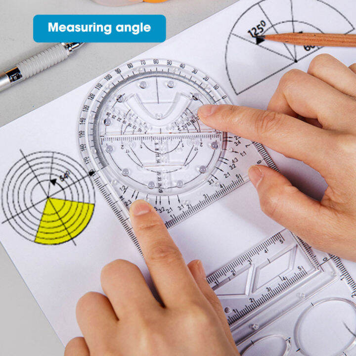 ไม้บรรทัดรูปทรงเรขาคณิตอเนกประสงค์-เครื่องมือวัดแบบร่างเรขาคณิตสำหรับโรงเรียนสำนักงานและสถาปัตยกรรม