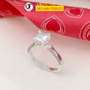 Nhẫn nữ bạc ổ cao chất liệu bạc thật gắn đá kim cương nhân tạo - QTNU114-CN