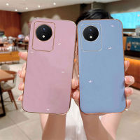 เคสโทรศัพท์ Vivo Y36 Y02 Y02A แฟชั่นเคลือบเงาหัตถกรรมขอบตรงยางปลอกอ่อนเคส VIVO Y02 ปกป้องกล้องเคสโทรศัพท์