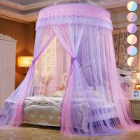 【LZ】∈  Palace Lace Round Colorful Mosquito Net Suspended Mesh Mosquito Net Bedroom Breathable Bed Canopy Tent Anti Fly Insect 모기장