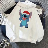 Disney Stitch Christmas Hoodies Women Harajuku Pullovers Cute Kawaii Casual Tops Fashion Print Hooded Long Sleeve Sweatshirt Size Xxs-4Xl