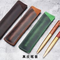 [COD] leather pen case cowhide bag personalized retro handmade storage set creative gift protective