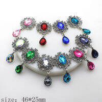 Vintage Rhinestone จี้เข็มกลัดแบน 45*25 มม.10 ชิ้น/เซ็ตทอเสื้อผ้าอุปกรณ์เสริมงานแต่งงานเครื่องประดับปุ่ม-sheguaecu