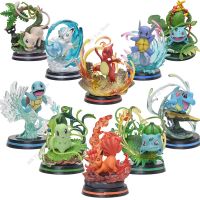 【LZ】 Anime Pokemon Figure Charizard Squirtle Bulbasaur Vulpix Scenes Special Effects Version Figurine Toys PVC Model Collection Dolls