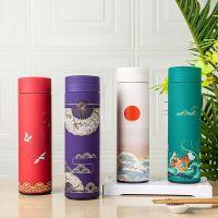 【CW】Chinese Style Thermos 500ml Creative Retro Bottle Stainless Steel Teacup Thermal Coffee Cup Water Bottle Drinkware Best Gift