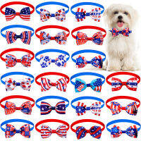 100Pcs Puppy Dog Bow Tie American Independence วันสุนัขแมว Bowties 4th กรกฎาคม US Flag Dog Grooming อุปกรณ์เสริมสำหรับสุนัขขนาดเล็ก