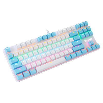 YABA Mechanical Keyboard Two-color 87-key Green Axis Mechanical Keyboard Pink Gaming Girl Keyboard ABS Wear-resistant Keycap