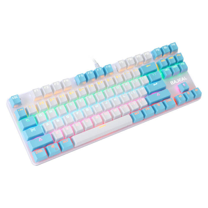 yaba-mechanical-keyboard-two-color-87-key-green-axis-mechanical-keyboard-pink-gaming-girl-keyboard-abs-wear-resistant-keycap