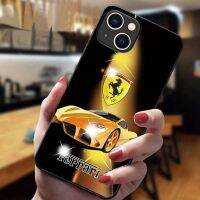 เคสสำหรับไอโฟนโทรศัพท์กันกระแทก Ferrari 14 /Pro/plus/Pro Max/ 13/12/11-กระจกป้องกัน