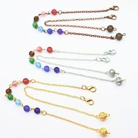 10Pcs 7 Chakra Chain Round Stone Beads Crystal Chakra Pendulum Chain Necklace Amulet Pendule Reiki Pendulums Divination Dowsing