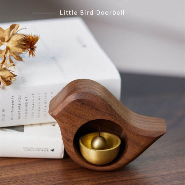 Japanese Wood Wind Chime Doorbell Bird Bell Door Chimes Hanging Suction Pure Copper