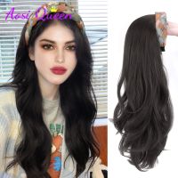 【jw】❀ↂ☁  AS Synthetic folds Half Headband Wig With Hair Band Fluffy Clip Extension Seamless Straight Curly