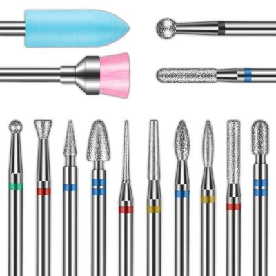 14pcs 3/32 39; 39; Nail Diamond Carbide Cuticle Remover Drill Bits for Nails for Acrylic Gel Nails Cuticle Manicure Drill Kit With Box
