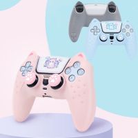 Cat paw Pink Love Silicone Soft Skin Cover Protective Case For Sony Playstation Dualsense 5 PS5 Controller Thumb Stick Grip Cap