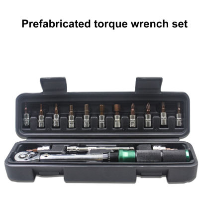 15pcs Quick Release Back Push Type Torque Wrench 1/4inch Hex/Torx/Cross Bit Sockets 2-24Nm Extension Bar for Road Mountain Bikes