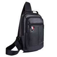 Mens USB PU Leather Casual Leisure Business Shoulder Bag Crossbody Travel Sling Pack Messenger Pack Hanging Chest Bag For Male