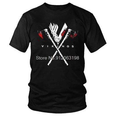 Tvoe Vikings T Shirt Men Cotton Printed T-shirt Graphic Tshirt Short Sleeve Valhalla Odin King Ragnar Lothbrok Tee Top Short sleeves Mens T Shirt Casual Print versi korea lelaki