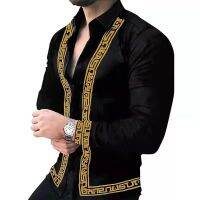 Mens Shirt Long Sleeve Hawaiian Social Luxury Button Up Cardigan Blouses Wholesale 2022Single Breasted Turn-down Collar Broad