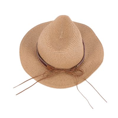 Western Cowboy Hat Sun Hat for Men Cowgirl Summer Hats for Women Lady Straw Hat with Alloy Feather Beads Beach Cap Panama