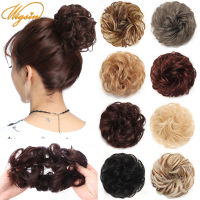 แฮร์พีซต่อผมยุ่งหยิกผมยืดหยุ่น Scrunchies ผมสังเคราะห์ Chignon โดนัท Updo แฮร์พีซสำหรับผู้หญิงสาว