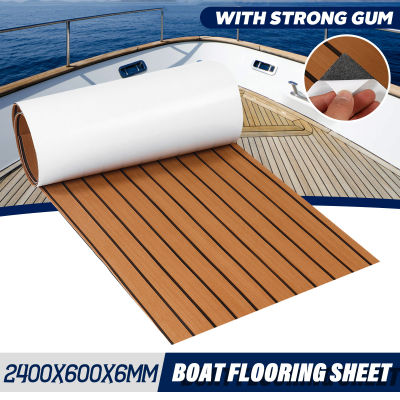 Self-กาว Marine เรือ2400X600X6มม.Yacht ปูพื้น Faux Teak แผ่นโฟม EVA เรือแผ่นปิด Decking พรมตกแต่ง แผ่นโฟมปูกันลื่น Water Scooter Non-Skid Marine Jet-Ski Flooring Synthetic Eva Foam Sheet