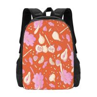 【LZ】❡¤✹  Mochila com Frutas Padrão para Escola Dibujo Quente Frutity Food Pattern Surface Travel Laptop Bag Estação Outono