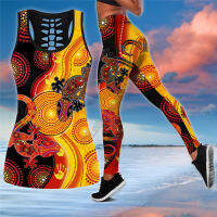 Aboriginal เครื่องแต่งกาย Sun และ Lizards Combo Legging Tanktop ชุดโยคะฟิตเนส Soft Legging ฤดูร้อนผู้หญิงสำหรับ Girl