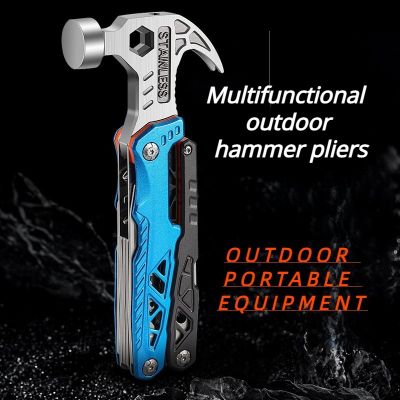 【LZ】℡⊙  Outdoor High Steel Carbon Folding Hammer Alicadores para Camping Sobrevivência Multifuncional Martelo Emergência Veículo Ferramenta Martelo