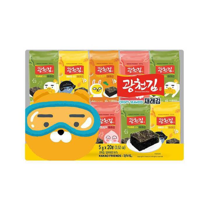 สาหร่ายเกาหลี-กากาวเฟรนส์-รส-original-kakao-friends-seaweed-5g-x-20ซอง