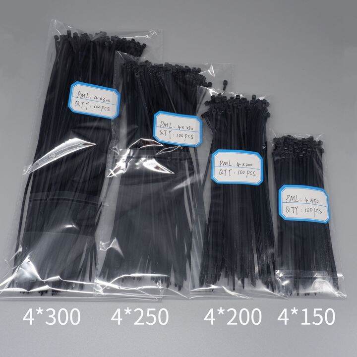 400Pcs SelfLocking Nylon Cable Ties Set Black White Industrial Cable