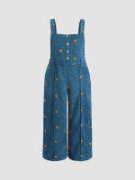 Cider Corduroy Floral Pinafore Pocket Jumpsuit Curve &amp; Plus