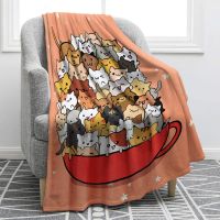 New Style Cute Cat Flannel Throw Blanket Kawaii Cartoon Cats for Kids Boys Girls Gift King Queen Size Lightweight Warm Super Soft Blanket