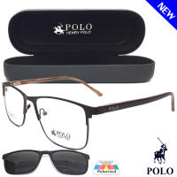 แว่นตา คลิปออน Fashion Polarized รุ่น POLO 3867 กรอบแว่นตา สำหรับตัดเลนส์ กรอบเต็ม แว่นแฟชั่น ชาย หญิง ทรงสปอร์ต sport วัสดุ สแตนเลส stainless steel ขาสปริง