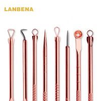 LANBENA ชุดบีบสิวสแตนเลส สีโรสโกลด์ คุณภาพดี ที่กดสิว เซ็ต 4 ชิ้น สแตนเลส สะอาดปลอดภัย ใช้งานง่าย