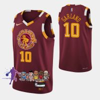 2021-22 NBA Basketball Mens Jersey Cleveland Cavaliers #10 Darius Garland Jerseys Red With 75Th Anniversary Silver