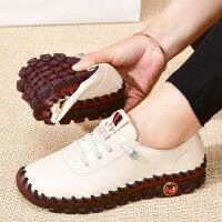 HOT★2022 New Spring Casual Women Shoes Platform Loafers Manual Lace Up Leather Flats Slip-On Mom Shoe Mujer Zapatos Chaussure Femme