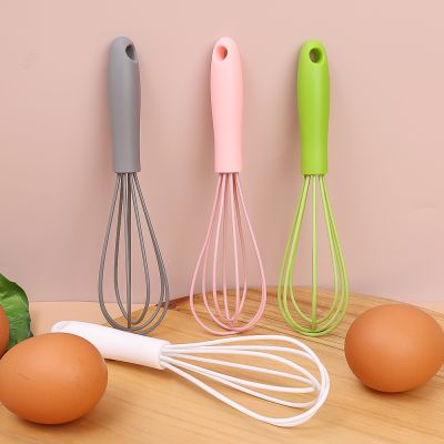 ◕◊ Silicone Egg Whisk Colorful Manual Egg Beater Stainless Steel Household Cream Whizzers Durable Baking Tool Kitchen Accessories