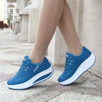 ✠✴✚ Sport Shoes Woman 2020 Fashion Solid Sneakers Women Running Breathable PU Wedges Lace up Plus Size 42