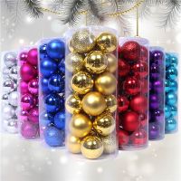 1box Christmas Balls Hanging Pendants Painted Plastic Xmas Tree Multicolor Balls For Home Merry Christmas Party Decor Supplies Christmas Ornaments