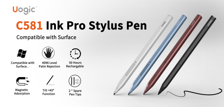 【C581】Uogic Stylus Pen for Microsoft Surface, Slim & Lightweight, 4096 ...