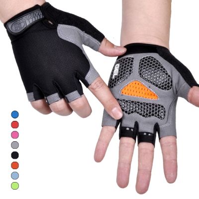 1Pair Cycling Gloves Men Women Half Finger Gloves Breathable Sports Gloves Anti-slip Anti-sweat Anti-shock Bike Bicycle Glove
