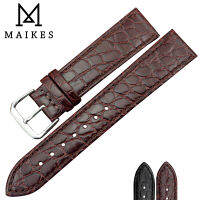 MAIKES ดูอุปกรณ์เสริมหนังวัวแท้สายนาฬิกาลายจระเข้นุ่ม Watch Bands 12มิลลิเมตร-20มิลลิเมตรขาหัวเข็มขัดนาฬิกาวง